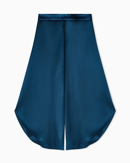 Wide trousers in silk satin