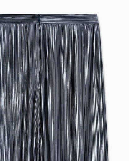 Wide trousers in pleated satin