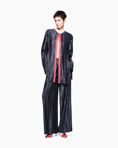 Wide trousers in pleated satin