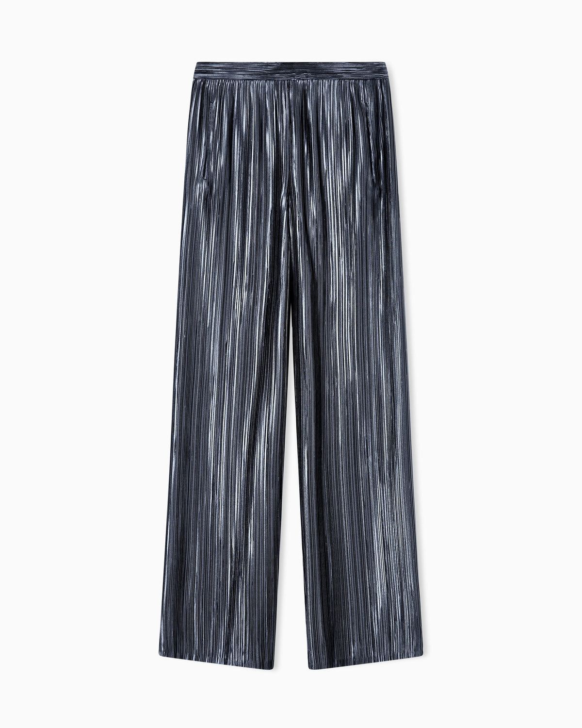 Wide trousers in pleated satin