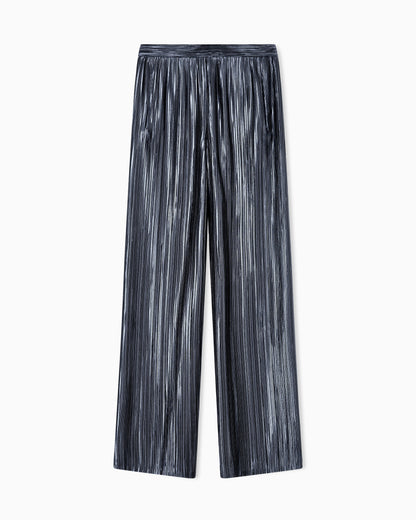 Wide trousers in pleated satin