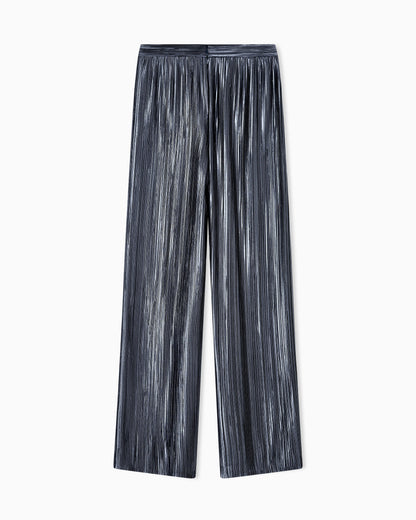 Wide trousers in pleated satin
