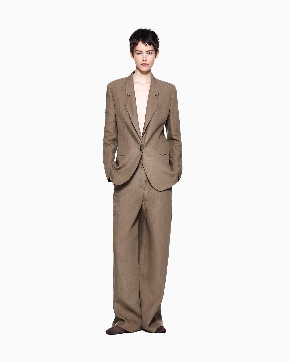 Wide-legged linen trousers
