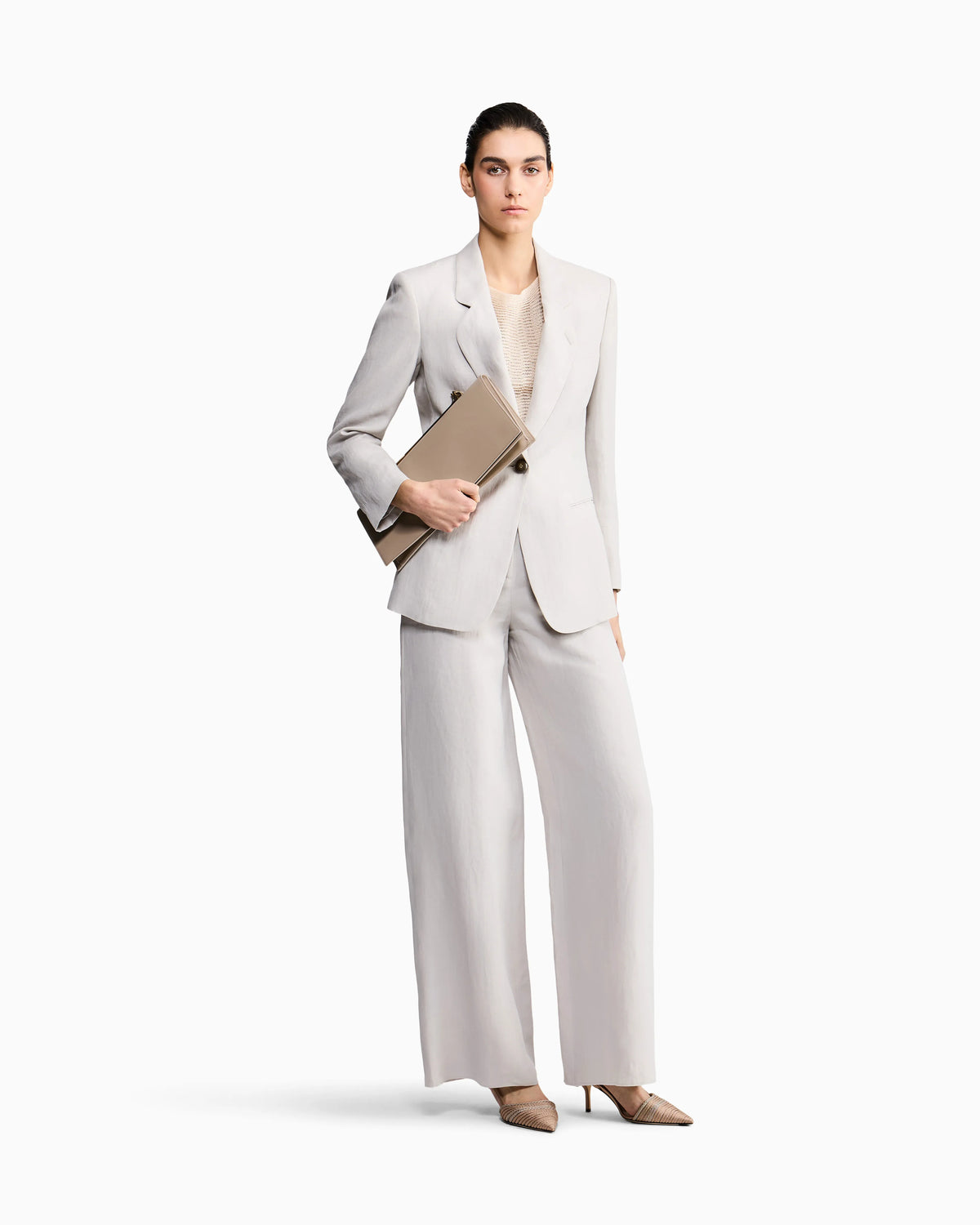 Wide-legged linen trousers