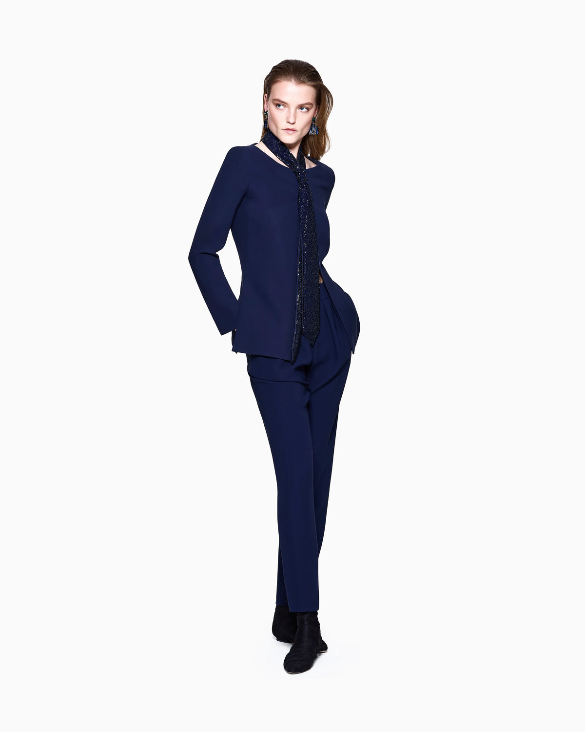 Silk cady trousers with pleats