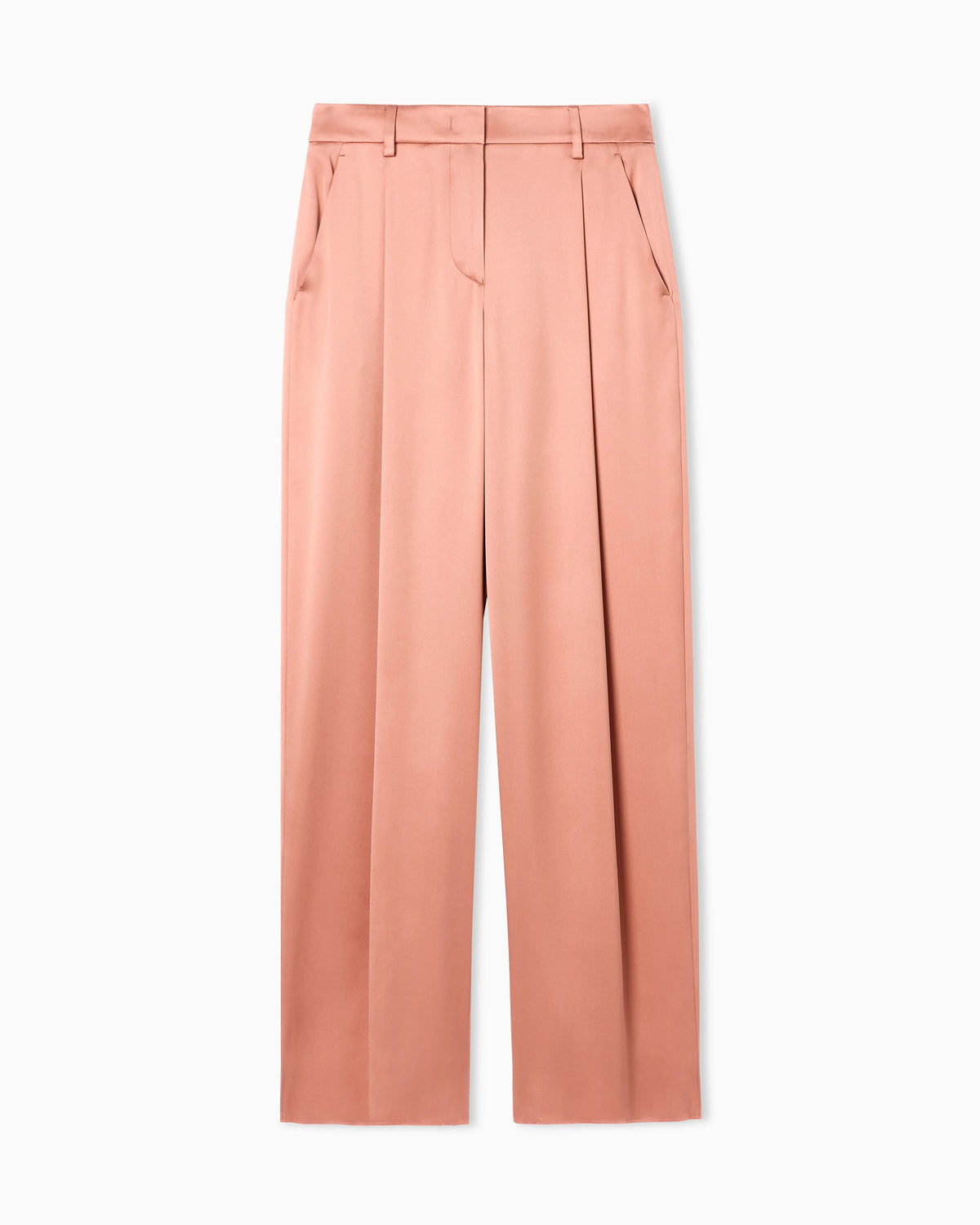 Silk double satin single-pleat trousers