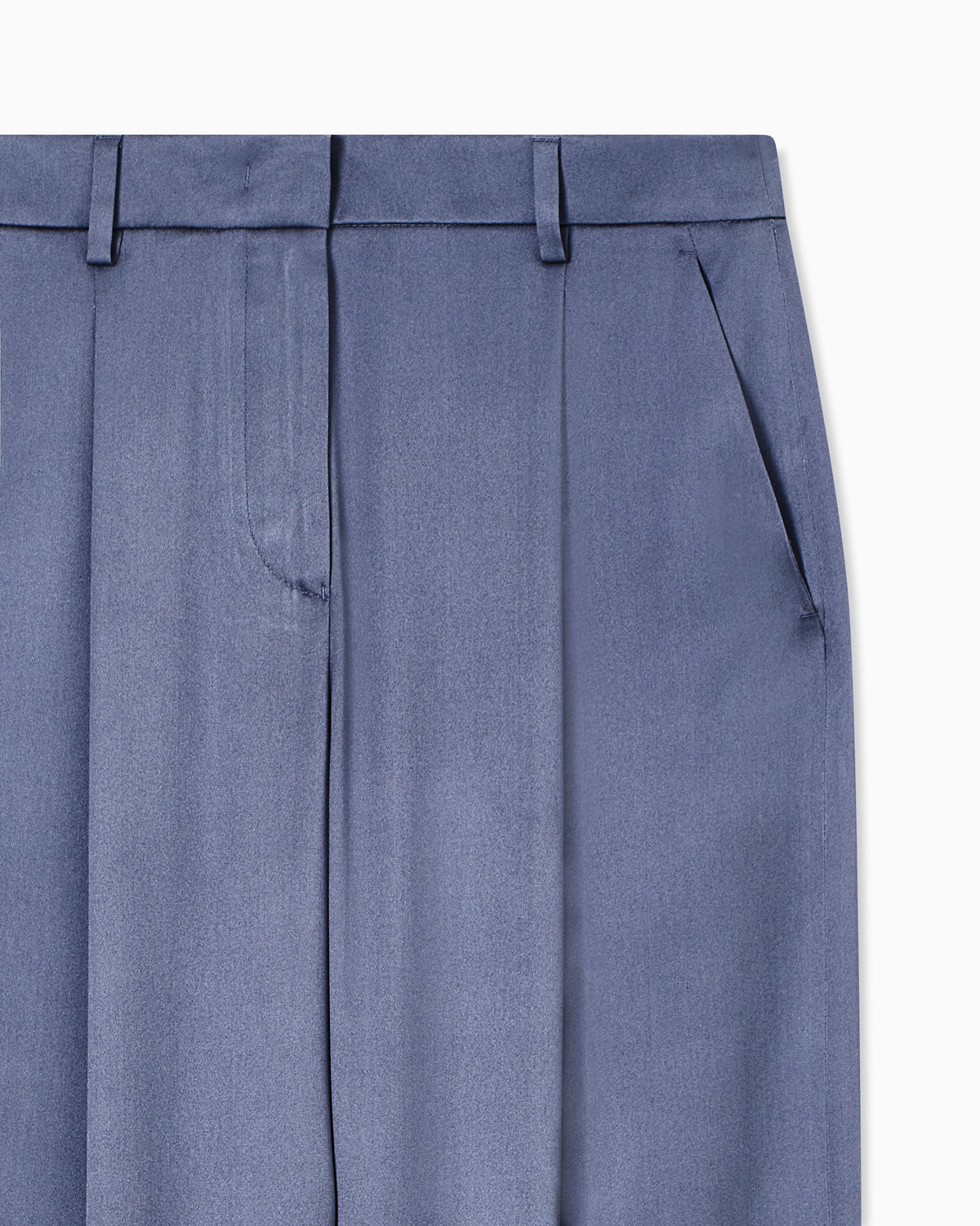 Silk double satin single-pleat trousers