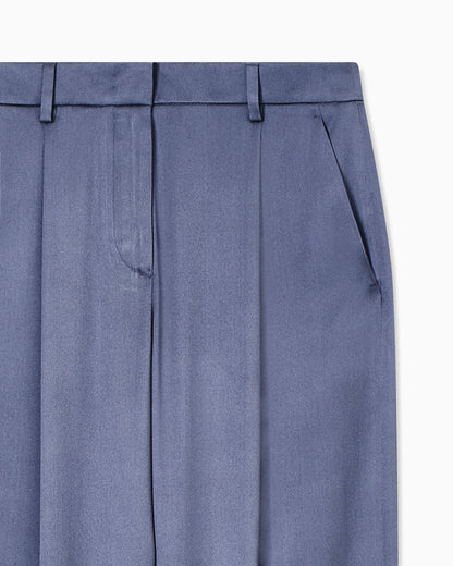 Silk double satin single-pleat trousers