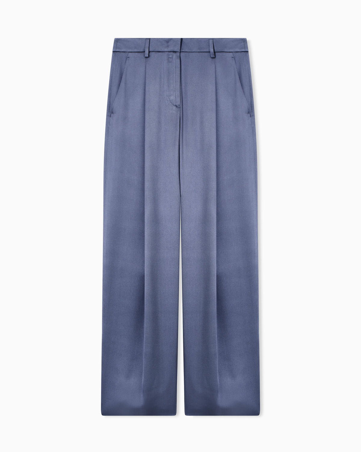 Silk double satin single-pleat trousers