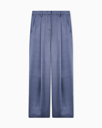 Silk double satin single-pleat trousers