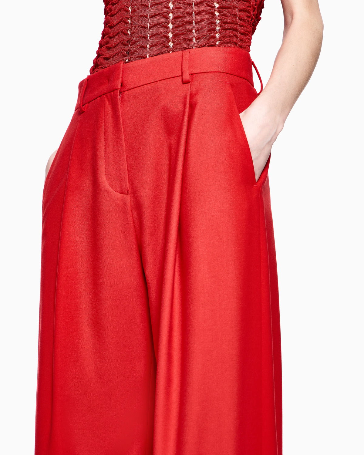 fluid wool single-pleat trousers