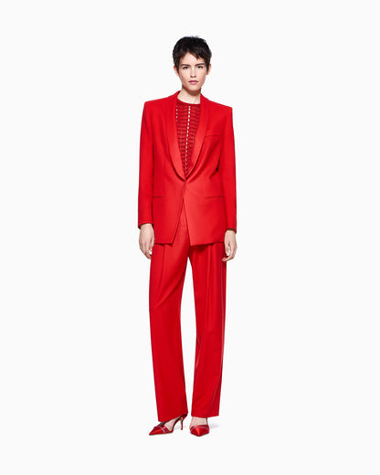 fluid wool single-pleat trousers