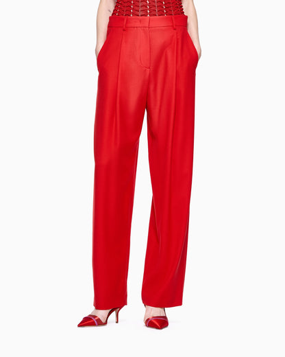 fluid wool single-pleat trousers