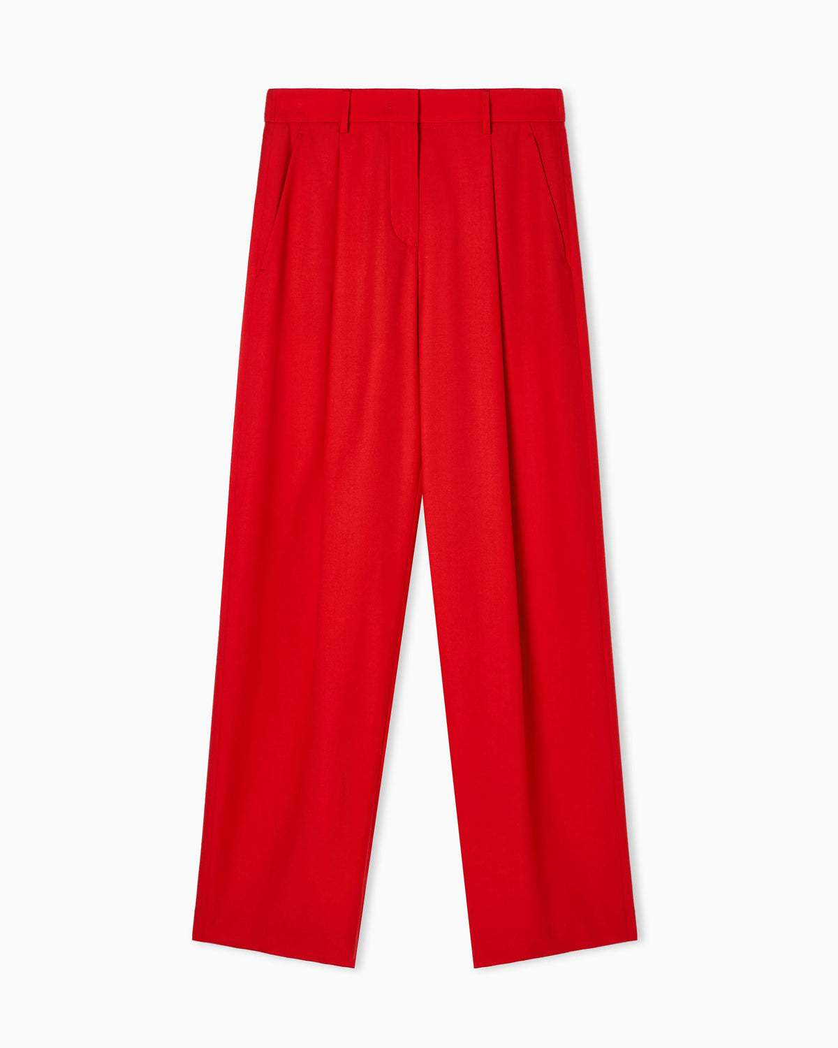 fluid wool single-pleat trousers
