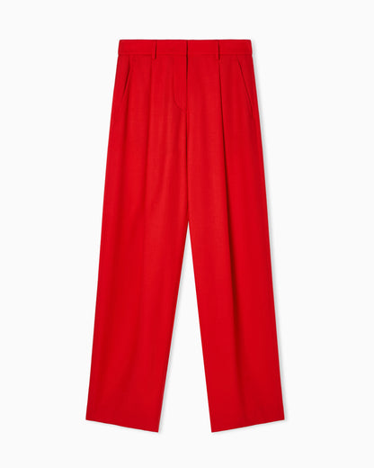 fluid wool single-pleat trousers