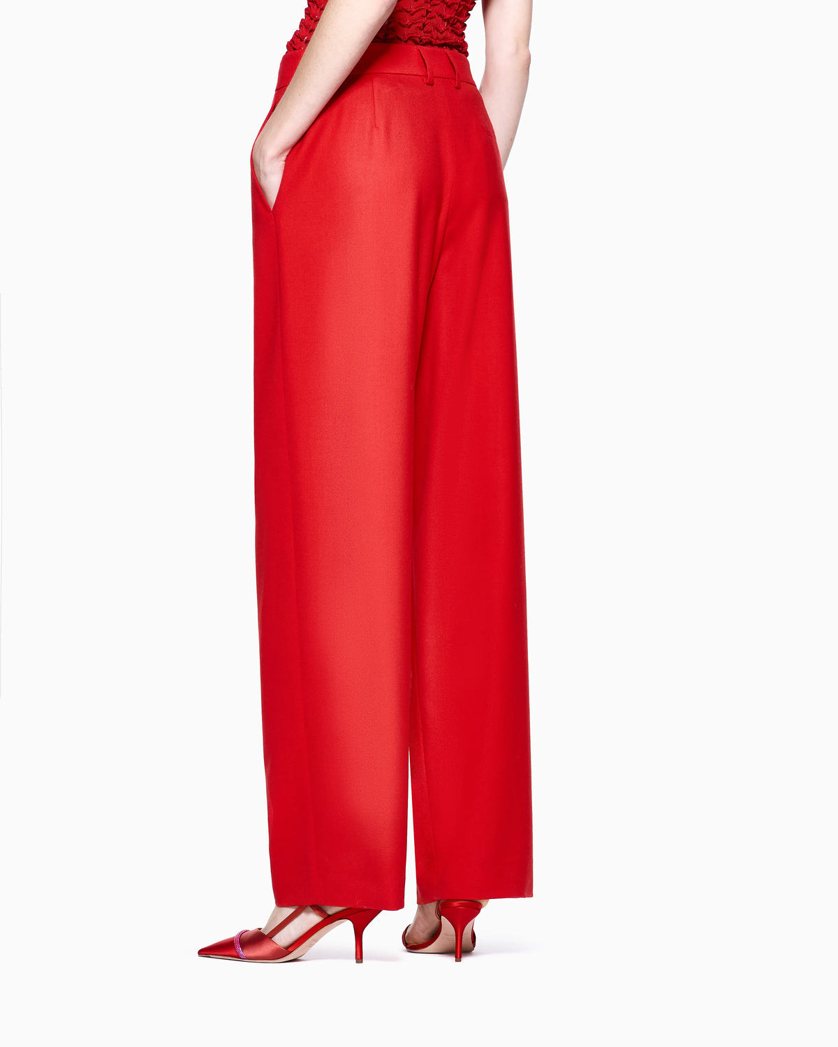 fluid wool single-pleat trousers