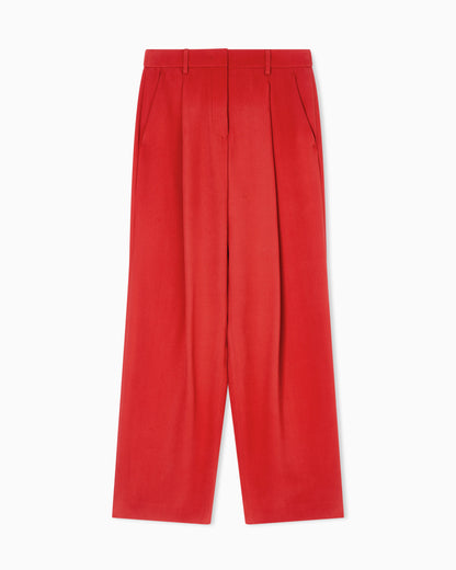 Single-pleat washed silk crêpe trousers
