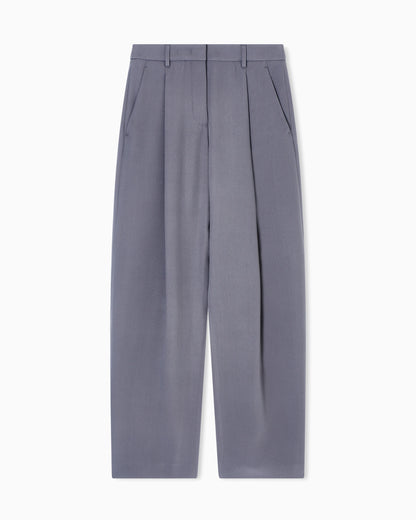Single-pleat washed silk crêpe trousers