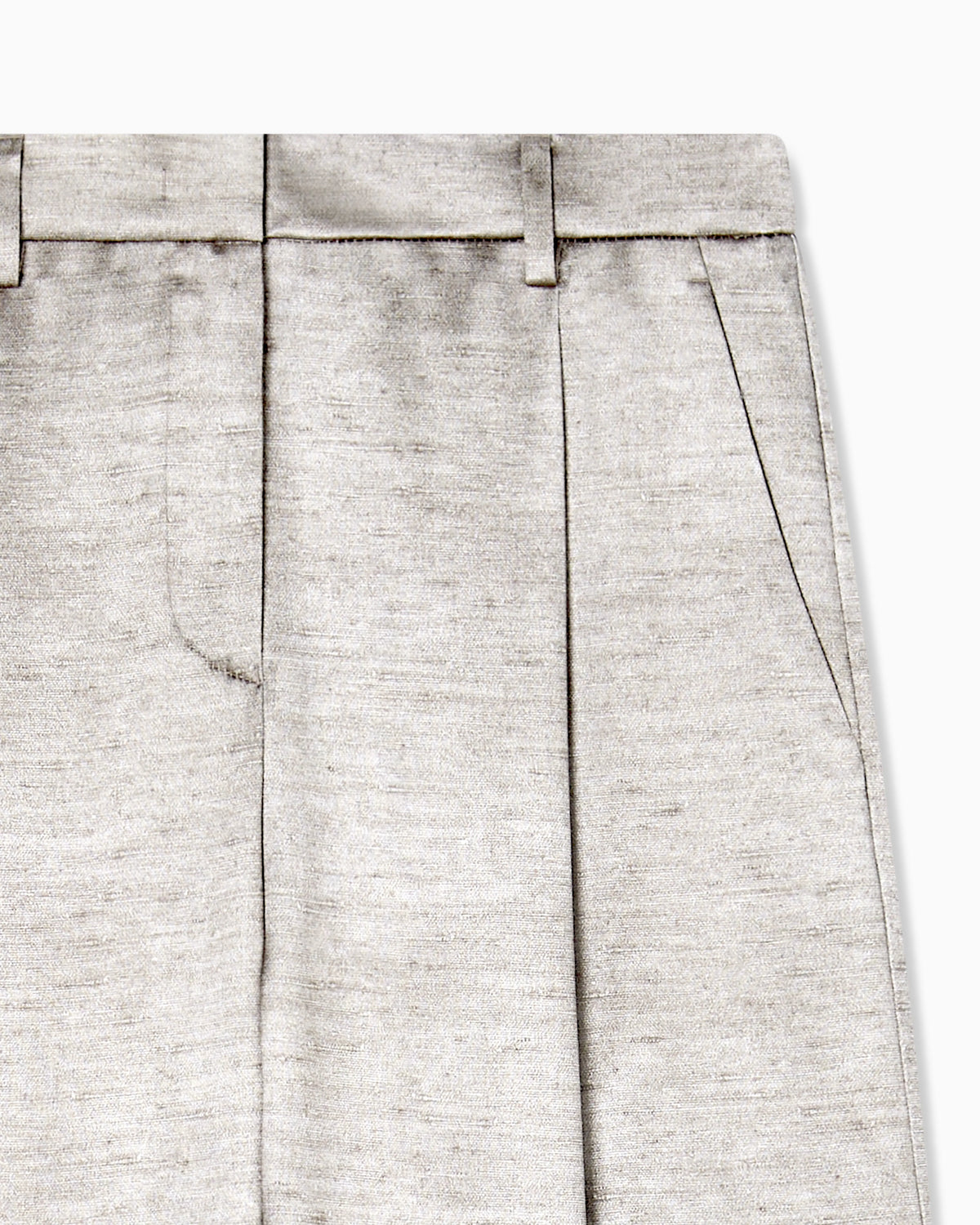 Tussah silk single-pleat trousers