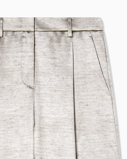 Tussah silk single-pleat trousers