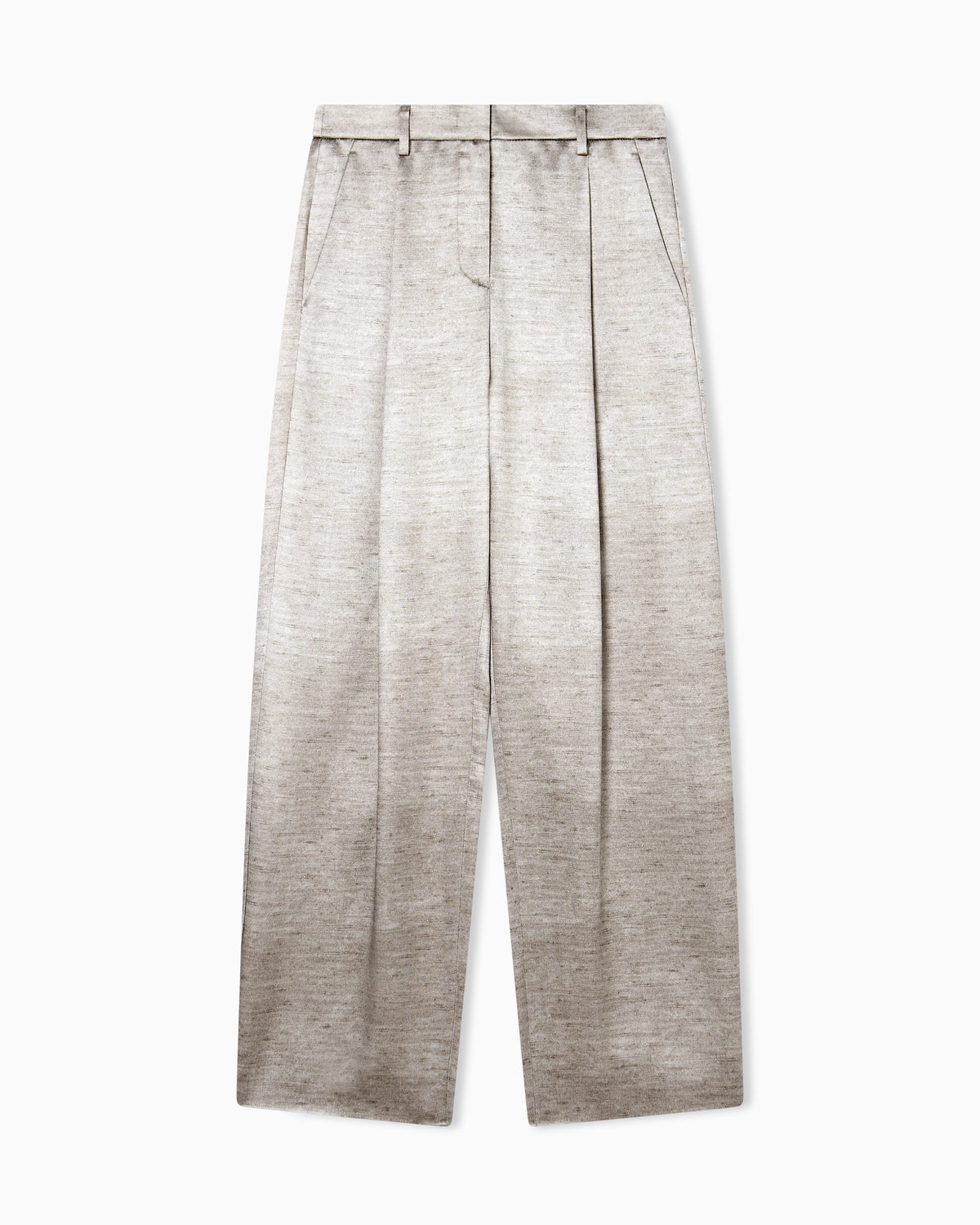 Tussah silk single-pleat trousers