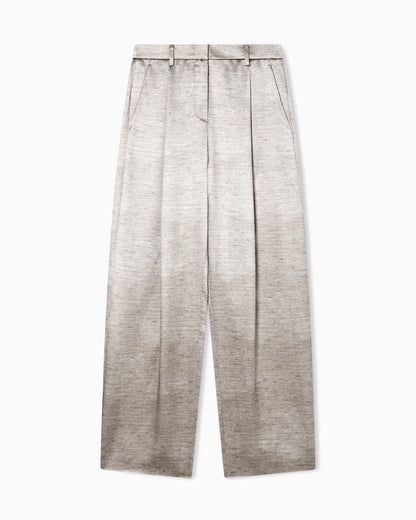 Tussah silk single-pleat trousers