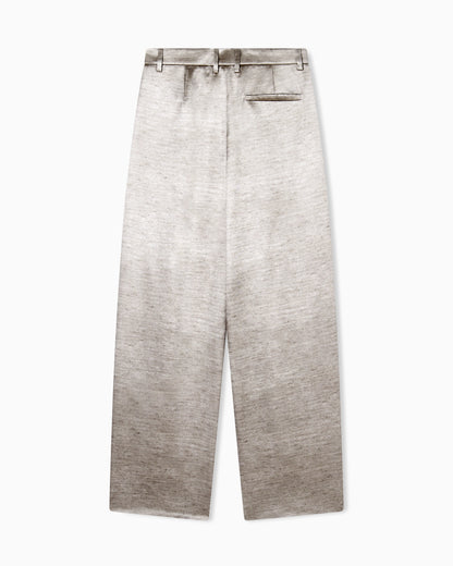 Tussah silk single-pleat trousers