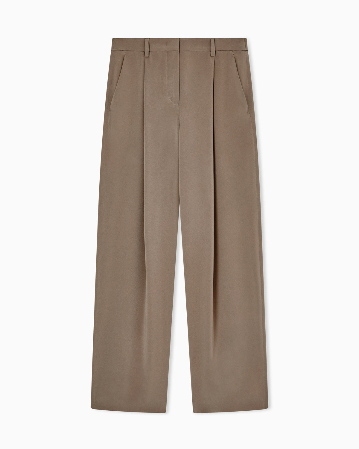 Single-pleat silk crêpe trousers