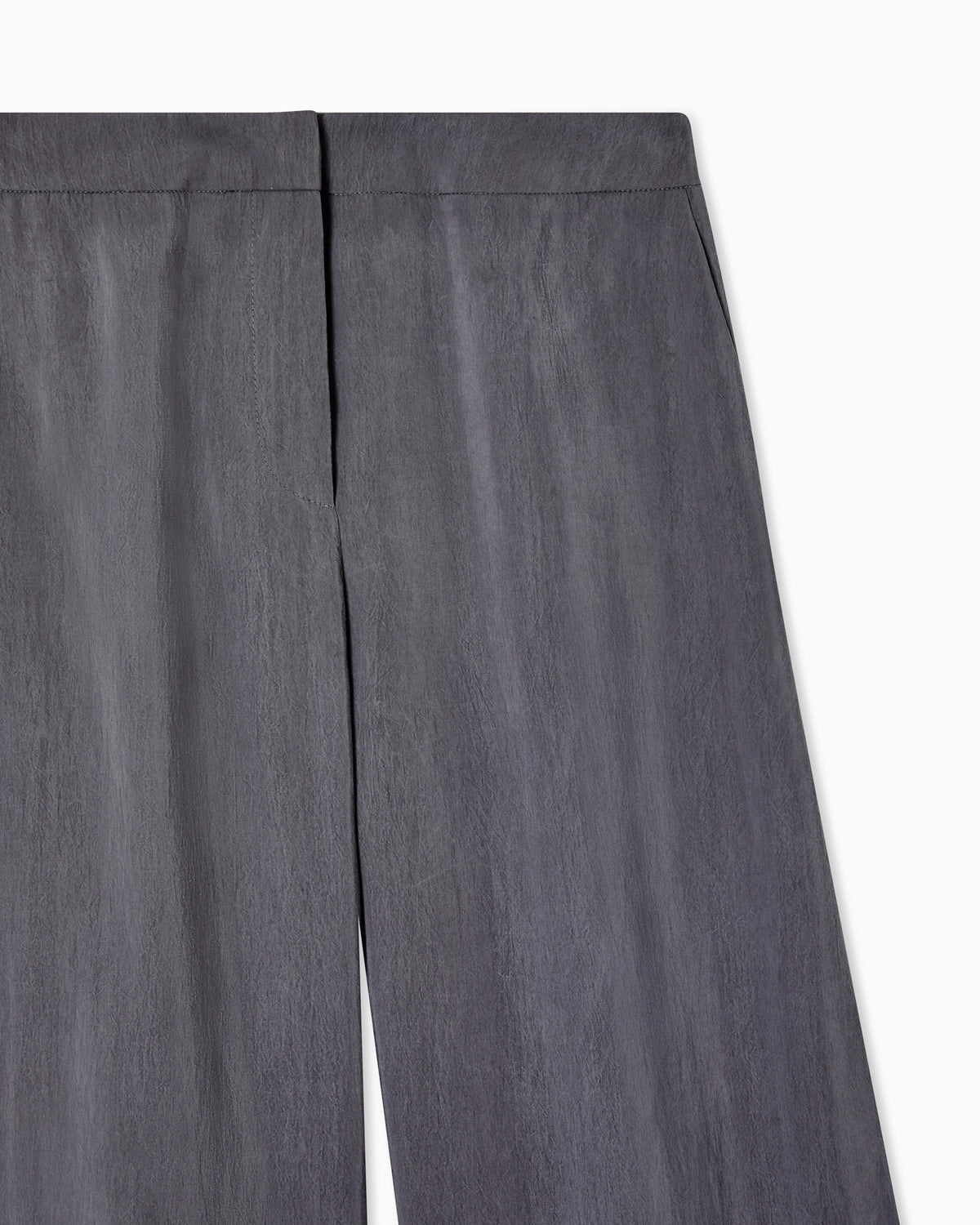 Washed silk trousers with rounded hem