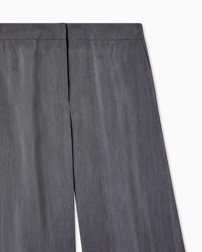 Washed silk trousers with rounded hem