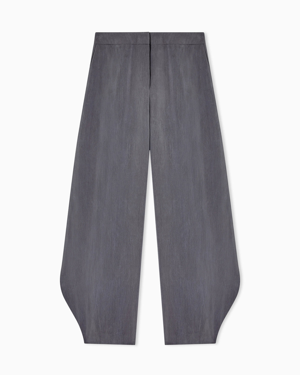 Washed silk trousers with rounded hem