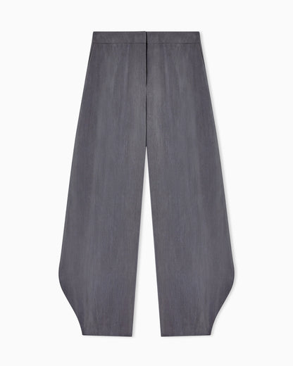 Washed silk trousers with rounded hem