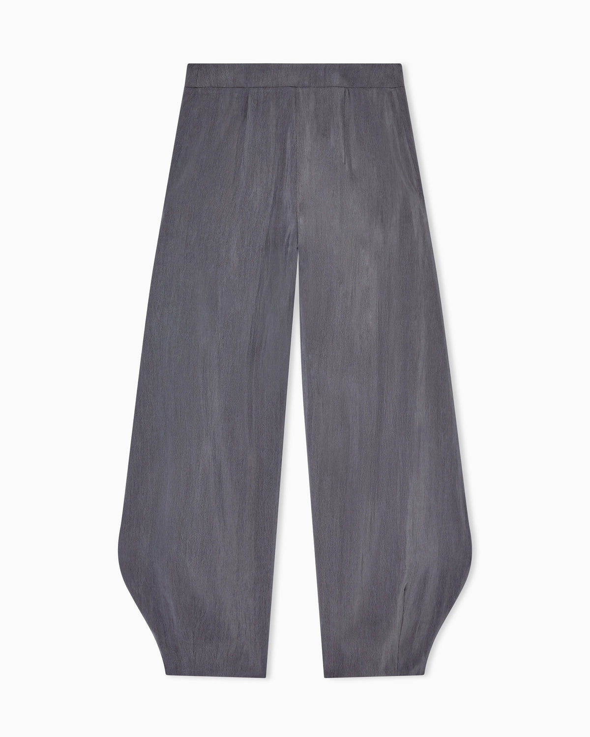 Washed silk trousers with rounded hem