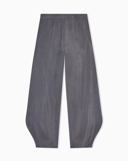 Washed silk trousers with rounded hem