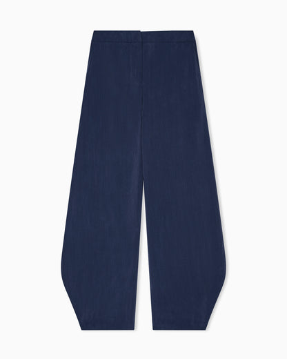 Washed silk trousers with rounded hem