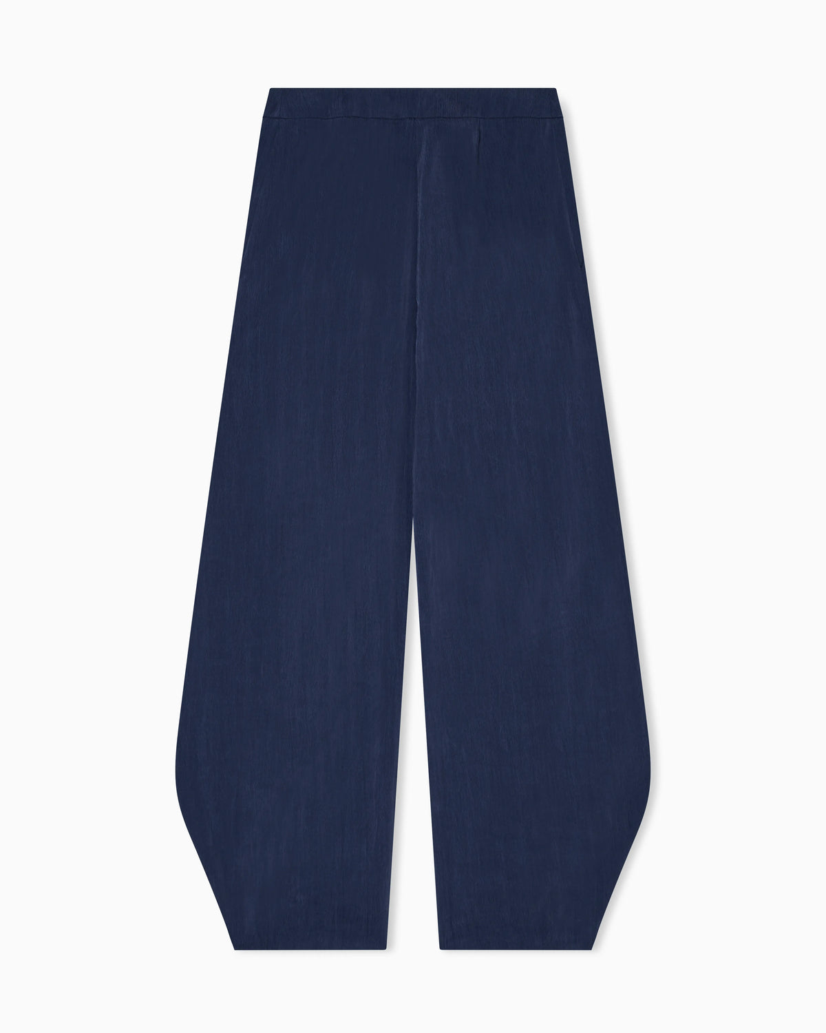 Washed silk trousers with rounded hem