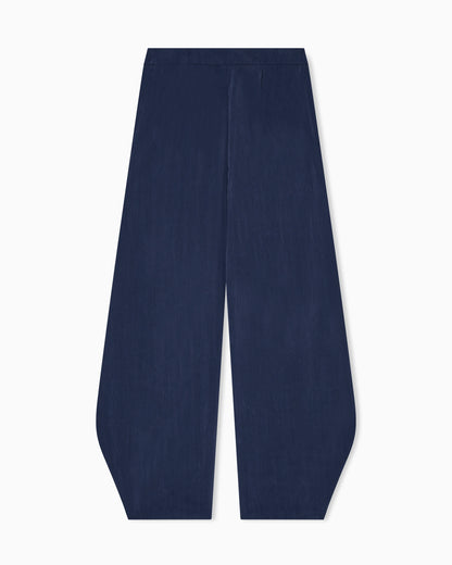Washed silk trousers with rounded hem