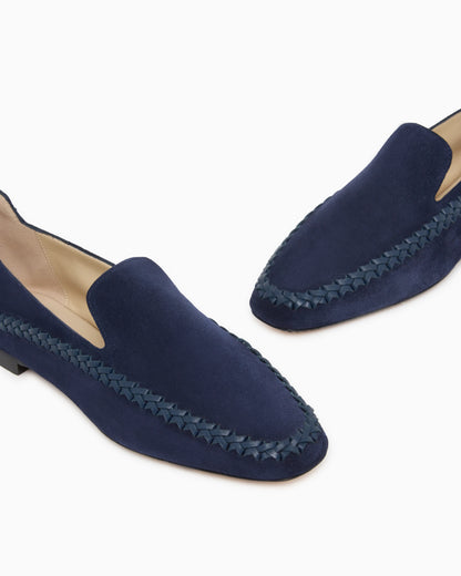 Suede slip-ons with interweaving