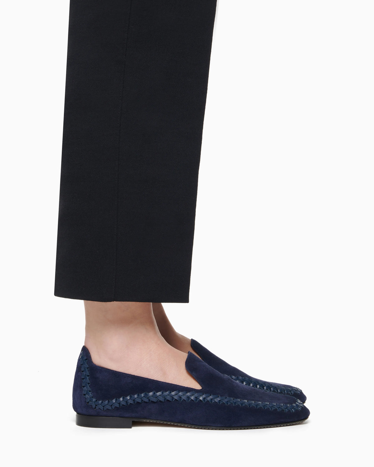 Suede slip-ons with interweaving