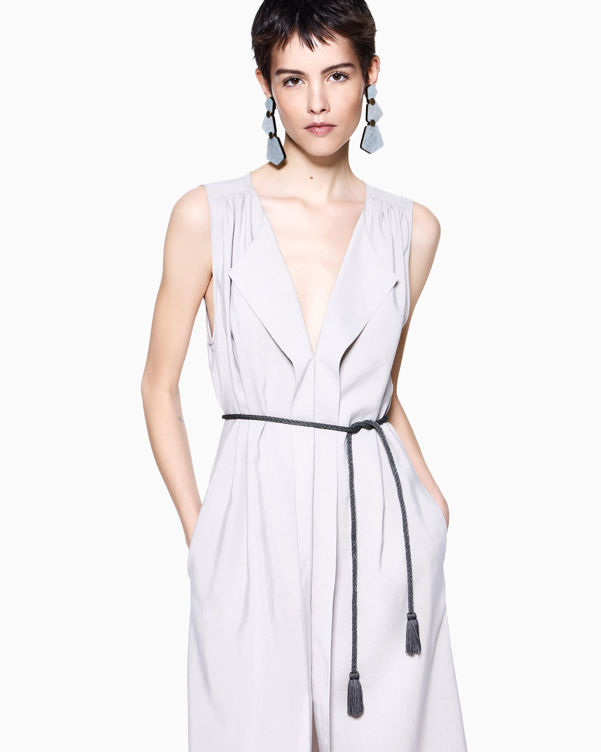 Technical silk shirt dress