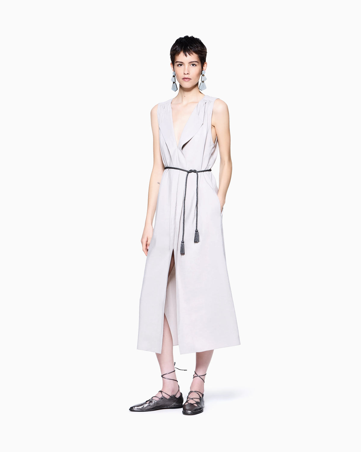 Technical silk shirt dress