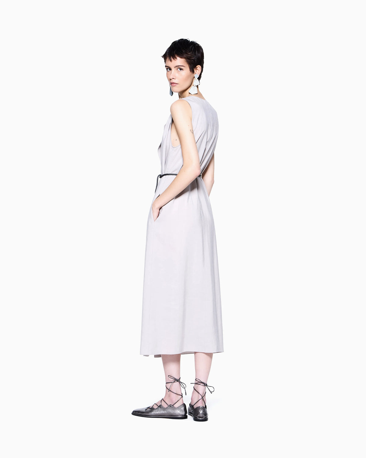 Technical silk shirt dress