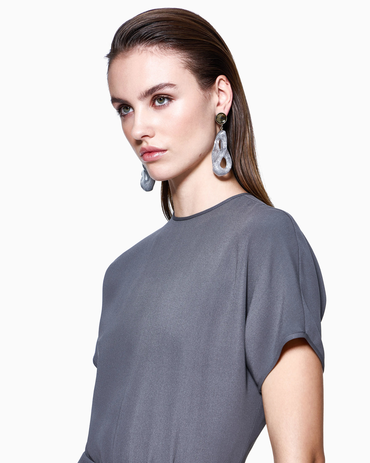 Midi dress in washed silk crêpe