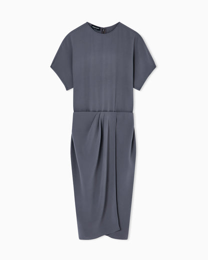 Midi dress in washed silk crêpe