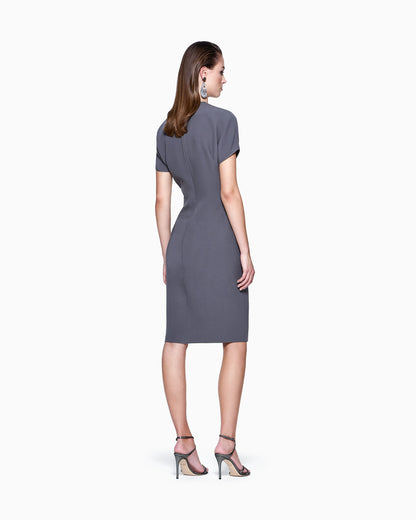 Midi dress in washed silk crêpe