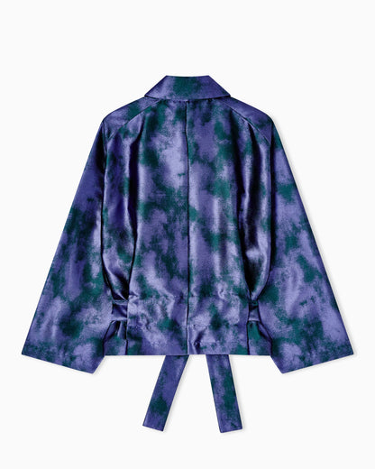 Short jacket in a two-tone silk blend jacquard