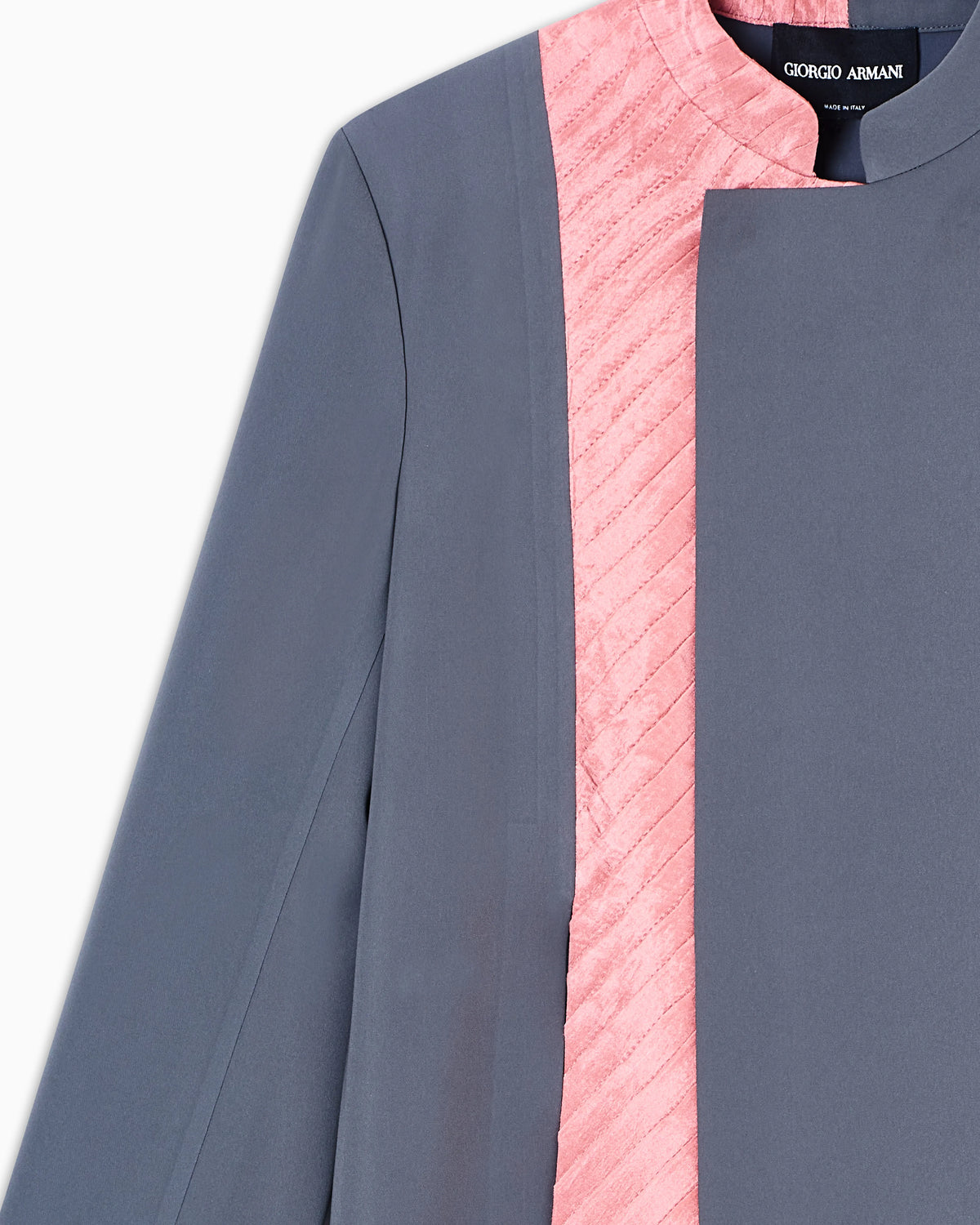 Long jacket in technical cady and pleated silk