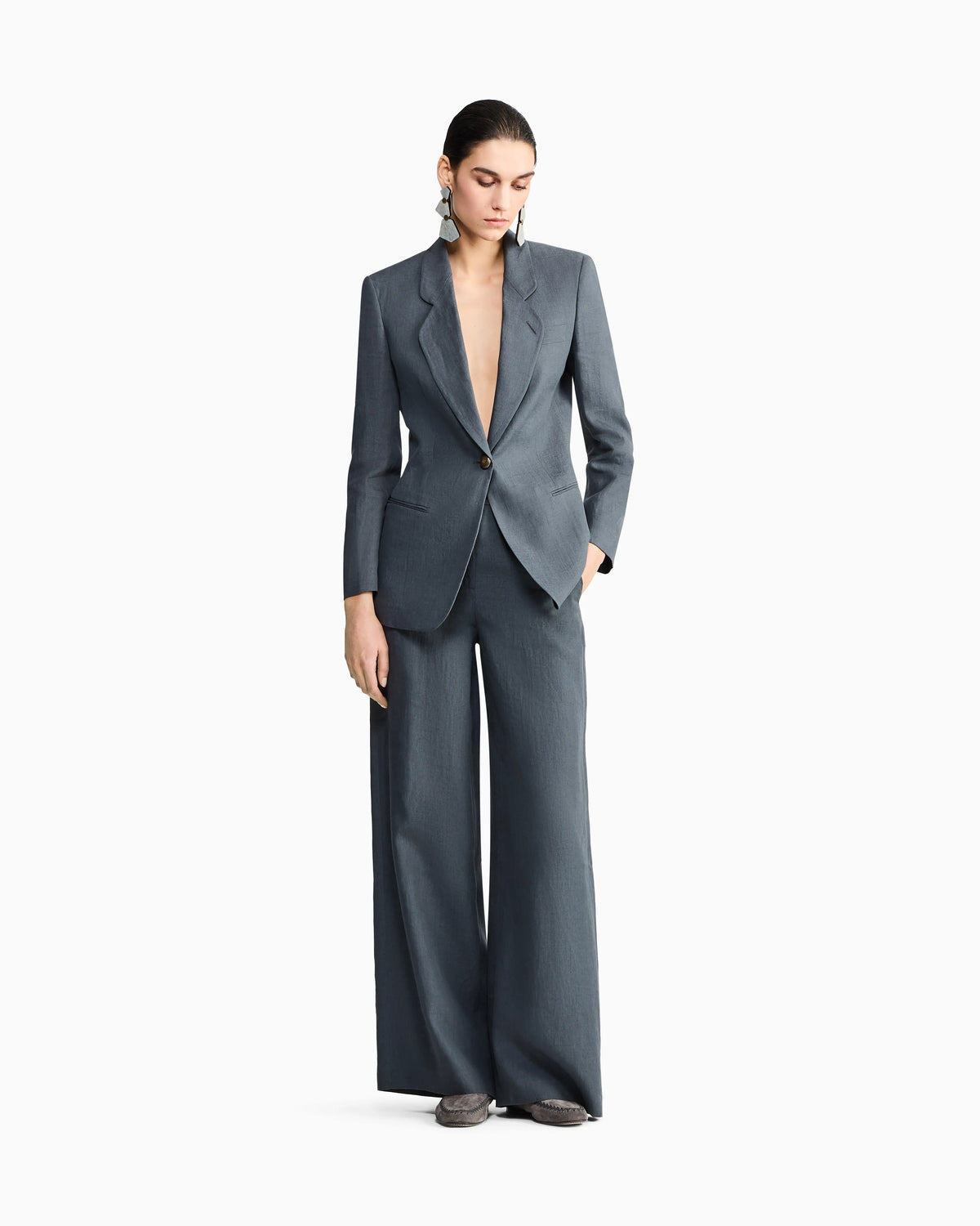 Single-breasted linen jacket