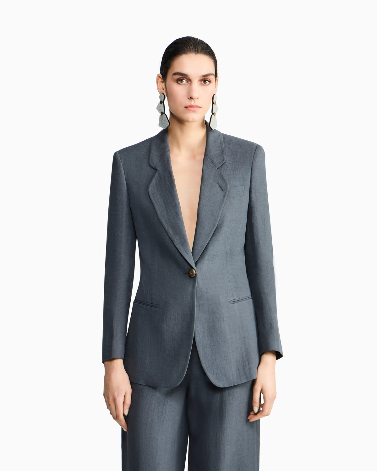 Single-breasted linen jacket