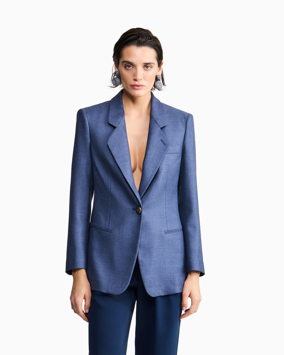 Silk and wool single-breasted jacket